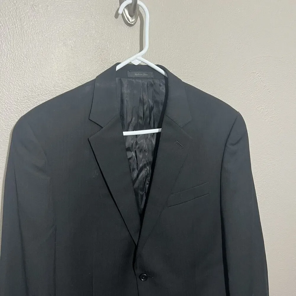 Michael Kors Mens Black 100% Wool Classic Fit Sport Coat Blazer Jacket Sz 39R